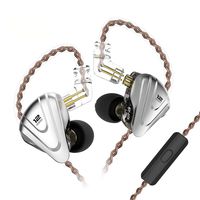 KINBOOFI KZ ZSX in Ear Headphone Monitor, Hybrid HiFi Earphone with 5BA 1DD 6 Drivers, KZ Earbuds with Detachable 2 Pin Cable for Church Band Musician Singer(Black with Mic)