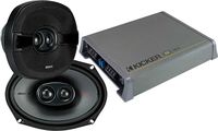 KICKER Bundle of 2 Items 44KSC69304 6"x9" 3-Way KS Series Speakers with EX150.2 2-Channel Amplifier