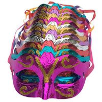 YUIOP 12 Pcs Gold Shining Plated Party Mask Wedding Props Masquerade Mask Venetian Masks Set for Mardi Gras, Carnival Prom Ball