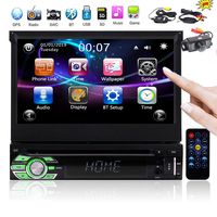 In Dash 7 inch Car Stereo System with Capacitive Touchscreen Single 1 din Car dvd cd Player Autoradio Bluetooth GPS Navigation Mirrorlink for Android Phones Support USB SD AUX Video MP3 + Wireless Cam