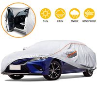Tchipie 177"-191" Car Cover for Automobiles All Weather Waterproof, Anti-Scratch Outdoor Sedan SUV Covers with Zipper Door and Reflective Strips, Adjustable Straps for Windproof