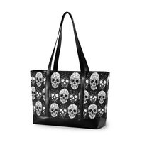 Gothic Skull Laptop Tote Bag,Fits 15.6 Inch Laptop,Womens Lightweight Canvas Leather Tote Bag Shoulder Bag(c)
