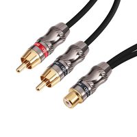 Devinal RCA/Phono Splitter Cable RCA Female to Dual Male Gold Plated Adapter, Stereo Audio Y-Cable Heavy Duty (1 Female to 2 Male) 10"(25 cm)