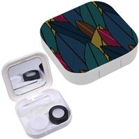 Portable Contact Lens Case Box Travel Kit Mirror + Bottle + Tweezers Container Holder [ Colorful Jungle Plants ]