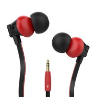 Earbuds with Microphone, Vogek Bass in-Ear Headphones Earphones with S/M/L Earbuds and Built-in Mic, Phone Control, Compatible with Samsung, Android Phone and More (Black-Red)