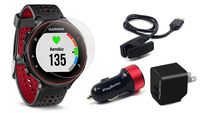 Garmin Forerunner 235 (Marsala) GPS Running Watch Bundle | with HD Screen Protector Film (x4) & PlayBetter USB Car/Wall Adapters | On-Wrist Heart Rate | Elevate Heart Rate Technology | VO2 Max