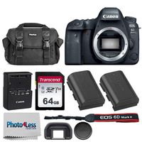 Canon EOS 6D Mark II DSLR Camera (Body) - Wi-Fi Enabled + 64GB UHS-I U3 SD Memory Card + Battery Replacement + Photo4Less Camera and Lens Case + Cleaning Cloth - Top Value Accessory Bundle