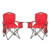 Coleman Oversized Quad Chair with Cooler Pouch (Red/Set of 2)