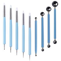 Caydo 9 Pieces Stylus Tools, 5 Pieces 2 Way Total 10 Different DIY Silicone and Ceramic Clay Indentation Tool and 4 Pieces Double-Ended Metal Ball Tools