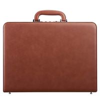 Hard Attache Briefcases for Men & Women/Bonded Leather Laptop Brief Cases with Combination Locks - Brown