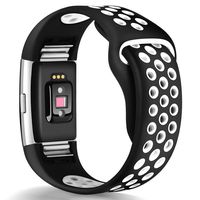 GeekSpark Bands Compatible for Fitbit Charge 2, Replacement Accessory Breathable Wristbands with Air Holes Compatible for Fitbit Charge 2 HR Black/White Small