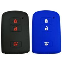 Coolbestda 2Pcs Silicone Smart Key Fob Cover Protector Keyless Jacket Remote Control Holder for 2016 2017 Toyota Tacoma Land Cruise Prius V RAV4 Black Blue