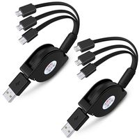 Retractable USB Cables,Sicodo 2Pack 3 in 1 Micro USB/Type-C Charger Charging Cord Compatible with Samsung Galaxy MacBook,LG G6 G5 V20 V30,Nexus 6P,Google Pixel XL,MacBook Pro Android and USB C Device