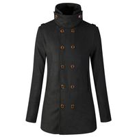 Winter Trench Coat.ManxiVoo Mens Woolen Stand Peacoat Warm Classic Thicken Jacket Buttons Overcoat Outwear (L, Black)