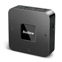Audew Bluetooth 4.1 Transmitter and Receiver,2 in 1 3.5mm Wireless Audio Adapter for TV/Car Sound System,Pair 2 at Once,Low Latency,Volume Control