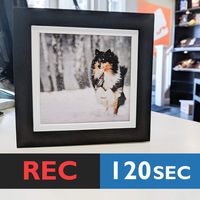 Black Square Voice Recordable Frame Card | Singing Photo Frame Card, Musical Sound Recorder Card, Frame With Free Silver Pen | 120 Seconds