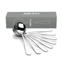Soup Spoons, AmoVee Wholesale Stainless Steel Alpha Round Spoons, Set of 8, FDA Approved