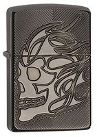 Zippo Skull Head Armor High Polish Black Ice Pocket Lighter