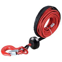 Astra Depot 50' x 1/4" RED 7000lbs Strong Synthetic Winch Rope Rock and All Heat Guard + Rubber Stopper + Red Heavy Duty Half-Linked Hook for Truck ATV UTV KFI