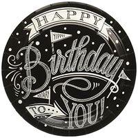 amscan Round Plates | Black & White Collection | Birthday