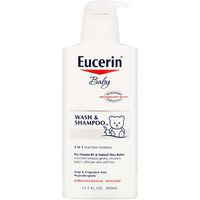 Eucerin Baby Wash & Shampoo - 2 in 1 Tear Free Formula, Hypoallergenic & Fragrance Free, Nourish and Soothe Sensitive Skin - 13.5 fl. oz. Pump Bottle (Pack of 3)