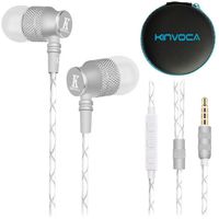 KINVOCA Compatible for Earbuds Wired Metal In Ear Headphones with Mic Volume Control Case Bass Noise Cancelling Stereo Corded Earphones Samsung Android Laptop(Silver)