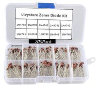 Zener Diodes Kit, 1W Axial Leads Through Hole Power Diode Assorted Assortment Box Kit Set (8.2V/9.1V/10V/11V/12V/13V/15V/16V/18V/22V), Range 1N4738~1N4748,Pack of 200, by Ltvystore