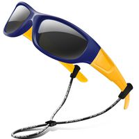 RIVBOS Rubber Kids Polarized Sunglasses With Strap Glasses shades for Boys Girls Baby and Children Age 3-10 RBK037 (NavyBlue,BlackPolarizedLens)