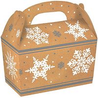 Amscan 5 Count Christmas Snowflakes Kraft Cardboard Gable Boxes, 4-1/2" by 4 3/4" by 2-3/8", Multicolor