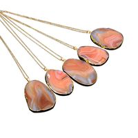 1PC Natural Stone Crystal Rock Necklace Gold Plated Quartz Pendant (Orange)