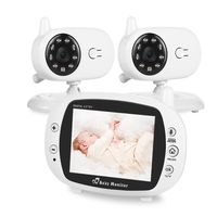 Video Baby Monitor with Two Cameras 3.5inch LCD Display, Digital Camera, Infrared Night Vision, Two Way Talk Back, Temperature Monitoring, Lullabies, Long Range and High Capacity Battery