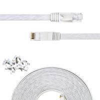 Cat 6 Ethernet Cable 25 ft Flat White,Solid Cat6 High Speed Computer Wire with Clips & Rj45 Connectors for Router, Modem, Faster Than Cat5e/Cat5, (25ft, 1 Pack, White)