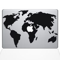 The Decal Guru 0194-MAC-13X-BLA World Map Vinyl Sticker, 13" MacBook Pro (2016 & Newer), Black