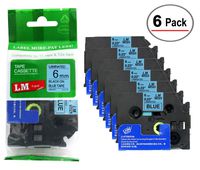 6/Pack - Premium Compatible with Brother TZe-511 Black on Blue 1/4 p-Touch Label Tape, 6mm Laminated replacment TZe511 Tape, TZ511 0.23" Black Ink on Blue Label with Color/Size Guide.