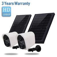 Wireless Rechargeable Battery Powered Security Camera with Solar Panel, 1080p HD Waterproof Outdoor Home Surveillance with Motion Detection, Two Way Audio, Night Vision(2 Pack)