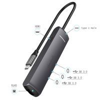 USB C Hub, doedoeflu Aluminum Alloy Build with 1type C Port for PD, HDMI Output,SD & Micro SD Card Reader Ports,3 US B3.0 Ports,1Gigabit Ethernet Port for MacBook,Google Chromebook (.Gray)