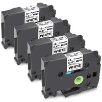 12mm 0.47 Inch Black on White Laminated TZ-231 Tape, 4-Pack Compatible P Touch TZe Label Maker Tapes for Brother P-Touch Label Maker PTH110, PTD210, PTD400AD, PTD600(VP), P700, 1890C, PTP750W