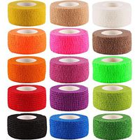 Hestya 15 Pieces Self-Adhesive Cohesive Wrap Bandage Tape, Elastic Sports Bandage Wrap for Wrist and Ankle Swelling Sprains, 15 Assorted Colors (1 Inch)