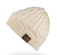 RQN Bluetooth Music Soft Hat Warm Velvet Beanie with Stereo Headphone Speaker Wireless Mic Hands-Free for Men Women Winter Outdoor Sports Running Skiing Christmas Birthday Gift (Twist-White-Velvet)
