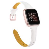 TOYOUTHS Leather Strap Compatible with Fitbit Versa/Versa 2 Bands for Women Men Slim Genuine Leather Wristbands Replacement for Versa Lite Edition/Versa SE Classic Accessorie White+Rose Gold Buckle