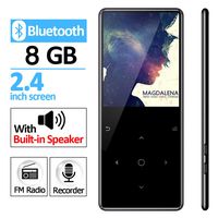 GREATLINK 8GB MP3 Player with Bluetooth Built-in Speaker Touch Buttons Metal Shell FM Radio & Voice Recorder, Sport MP 3 HiFi Music Player Portable Walkman,Supports up to 128GB for Sports,Black