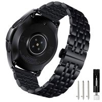 YOFUNTLE Compatible for Samsung Galaxy Watch Active Bands,Men 20mm Stainless Steel Watchband Solid Metal Replacement Strap Wristband for Galaxy Watch 42mm/Gear Sport SM-R810/SM-R815 (Black)