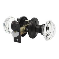 Modern Globe Crystal Door Knobs with Lock, Frosted Glass Design, Privacy Function for Bed and Bath, Oil Rubbed Bronze