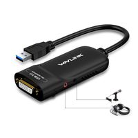 Wavlink USB 3.0 to DVI Video Graphic Adapter with Audio for Multi Monitor up to 2048x1152 External Video Card Adapter Display Projector Support Windows 10/8/7/XP-Black