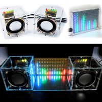 BONATECH Transparent Stereo Speaker Box DIY Kit Sound Amplifier with LED colorfule Music Spectrum