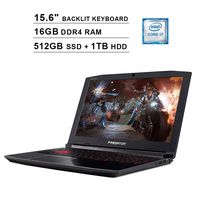 Acer Predator Helios 300 15.6-Inch FHD 1080P Gaming Laptop, Intel Core i7-8750H up to 4.1GHz, NVDIDA GTX 1060 6GB, 16GB DDR4 RAM, 512GB PCle SSD (Boot) + 1TB HDD, USB-C, HDMI, Backlit KB, Windows 10