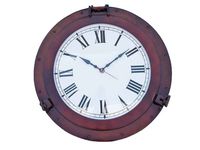 Hampton Nautical  Decorative Ship Porthole Marine Clock, 24", Antique Copper