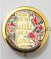 BlackKey and Though She Be But Little She is Fierce 3-Compartment Decorative Pocket Gift Box Case Organizer for Pill, Color 2-80