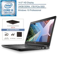 2020 Dell Latitude 5490 14" Business Laptop Computer, 8th Gen Intel Quad-Core i5 8350U up to 3.6GHz, 24GB DDR4 RAM, 1TB PCIe SSD, AC WiFi, Windows 10 Pro + EST External DVD + Accessories