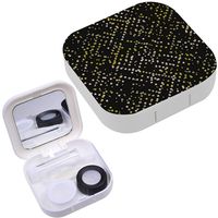 Portable Contact Lens Case Box Travel Kit Mirror + Bottle + Tweezers Container Holder [ Geometric Repeating ]